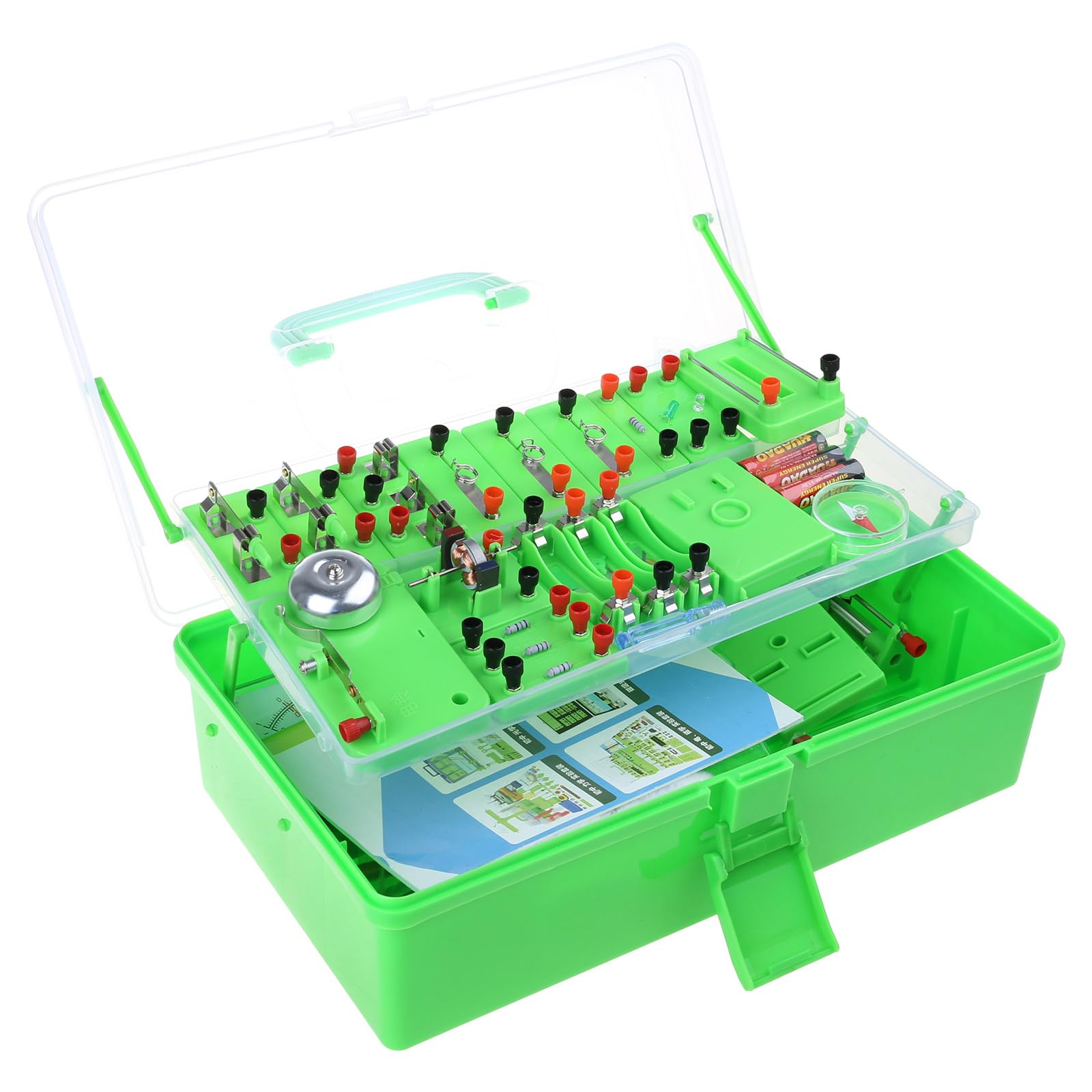 Juego de aparatos de experimento, caja de equipo de laboratorio de ciencias, equipo para niños, experimentos eléctricos