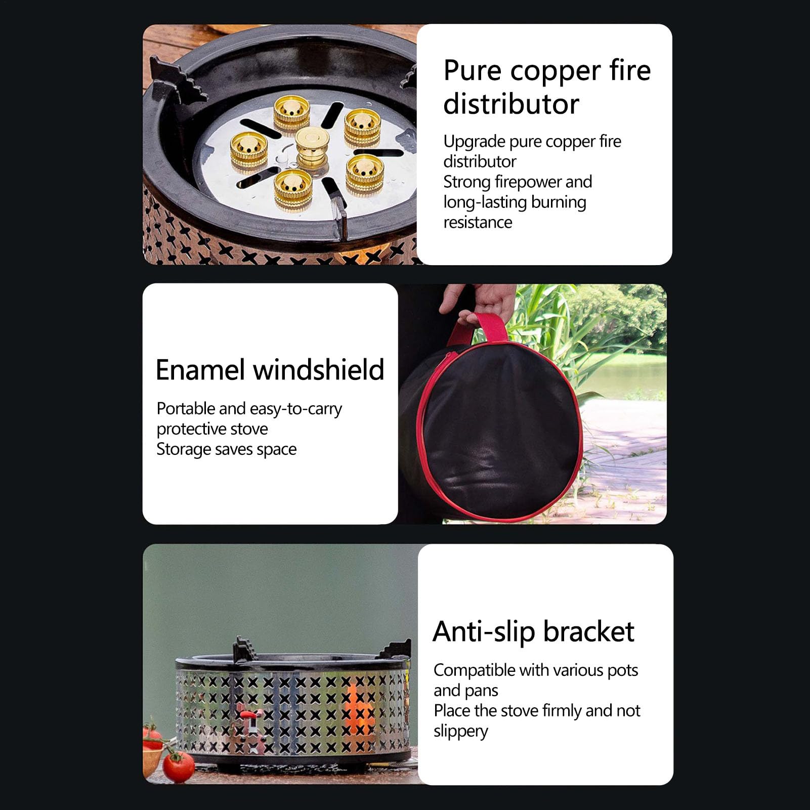 Réchaud de Camping 15800 Brûleur à Feu Portable pour le Camping | Réchaud de Camping à Gaz pour Cuisine Extérieure Randonnée Trekking Pique-Nique Barbecue