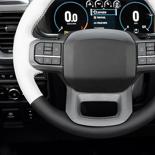Miniatura 131 de MEWANT Hand Stitched Car Steering Wheel Wrap Cover for Ford F-150 2021-2023 / F-150 Lightning 2022-2023 Steering Wheel Accessories