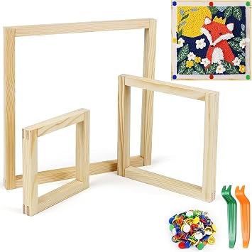 12 PCS Wooden Needlepoint Stretcher Bars, 6 Sets 6/8/12 inch | 3 Sizes Canvas Stretcher Bars with 100 Thumb Tacks and Tack Remover for Needlepoint, Embroidery, Stitch Frame