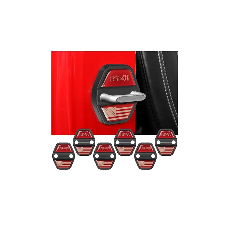 Kit de Capas Decorativas para Fechadura de Porta Jeep Wrangler JL JLU e Gladiator JT Vermelho, 6 peças