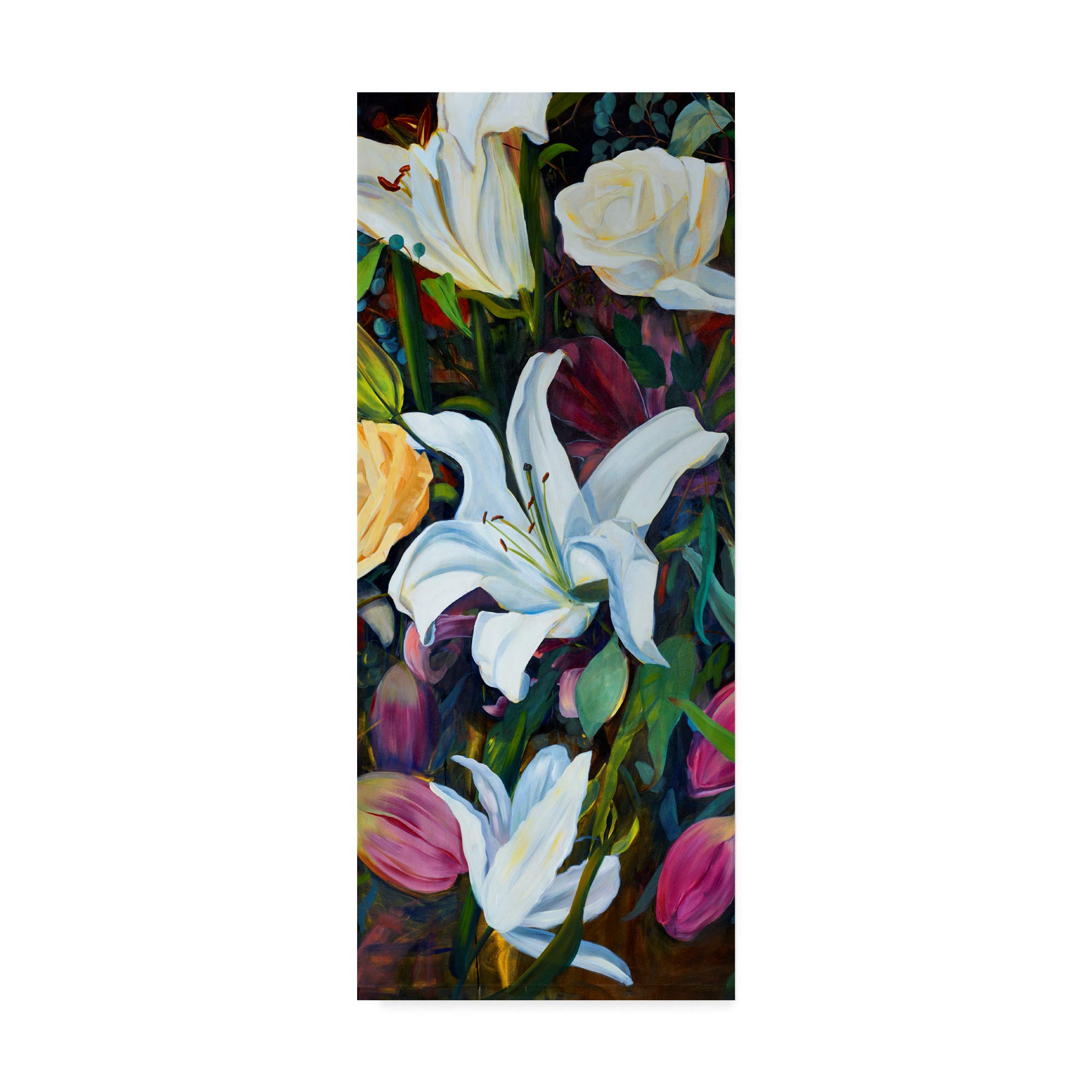 Baroque Flower Triptych I by Sandra Iafrate, 10x24