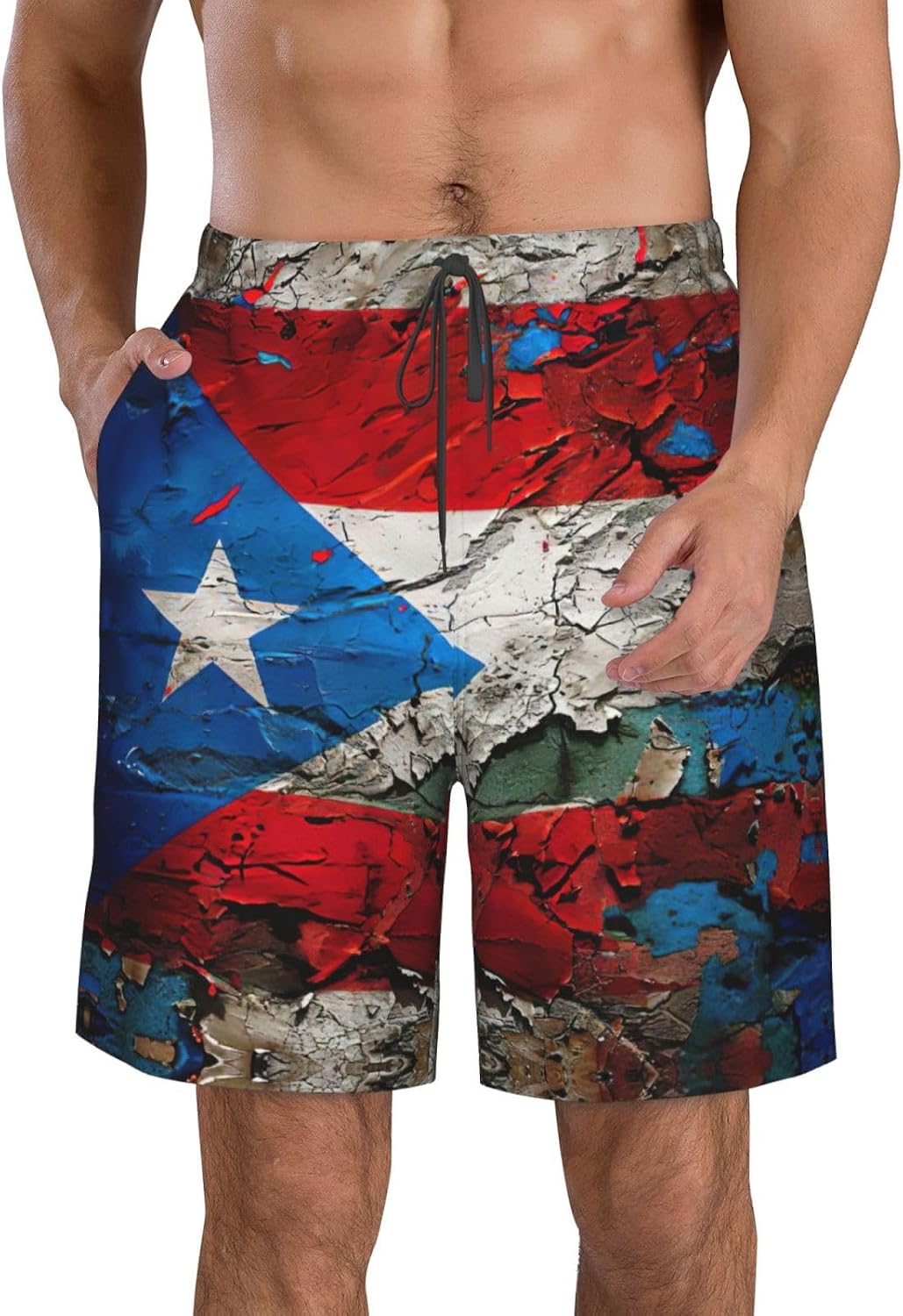 Puerto rico Wallpaper Flag Print Mens Beach Pants Men's Novelty Swimtrunks Quick Dry Lining Beach Board Shorts S-3XL
