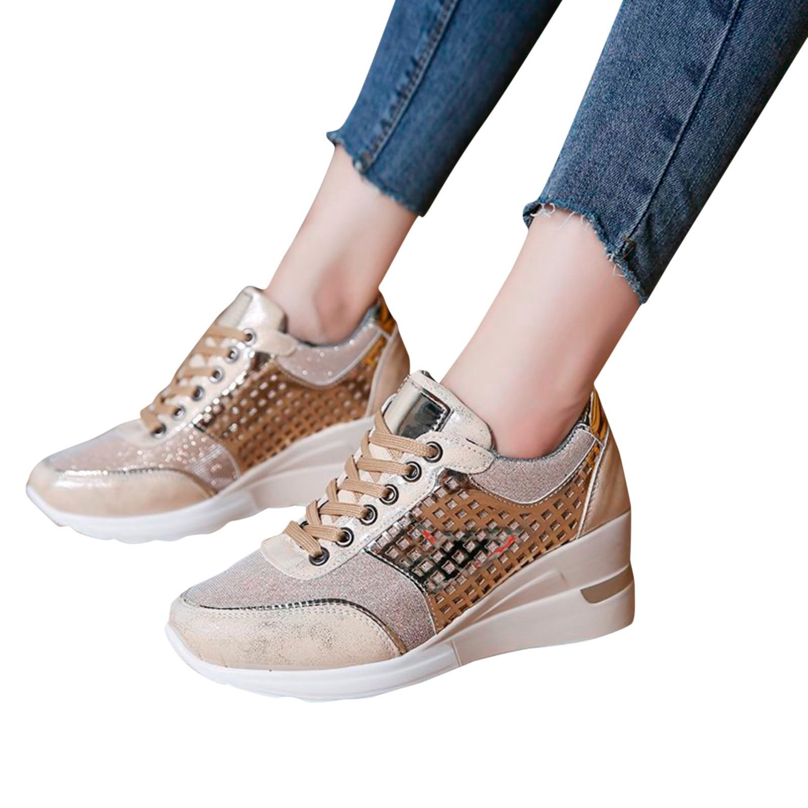 Generisch Sneakers con zeppa da donna, scarpe sportive | Scarpe da corsa per fitness, corsa, attività all'aperto, per il tempo libero, traspiranti, comode, con imbottitura ad aria