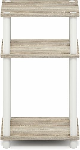 Miniatura 8 de Furinno Turn-N-Tube - Mesa auxiliar de 3 niveles, mesita de noche, mesita de noche, para sala de estar, dormitorio, roble claro