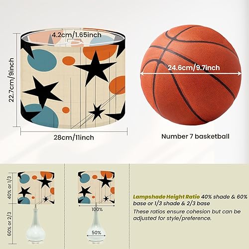 Miniatura 3 de Farmhouse Lampshades Lamp Shades set of 2 Mid Century Vintage 1950s Modern Retro Circular Motifs Stars Circles Light Shade for Table Lamps Floor