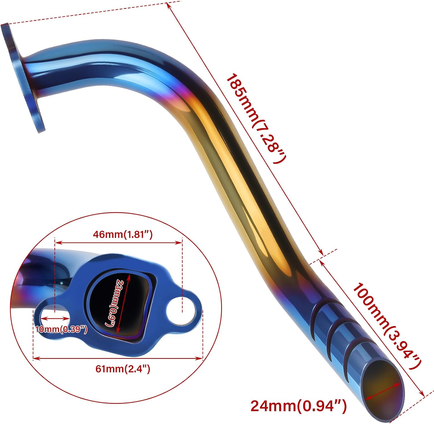 212cc Exhaust Pipe Header Kit for Coleman CT200u CT200u-ex BT200X KT196 196cc 6.5hp, for Non-Hemi Predator 212cc Baja Warrior MB200 GX160 GX200 Engine Axis M200 Mini Bike