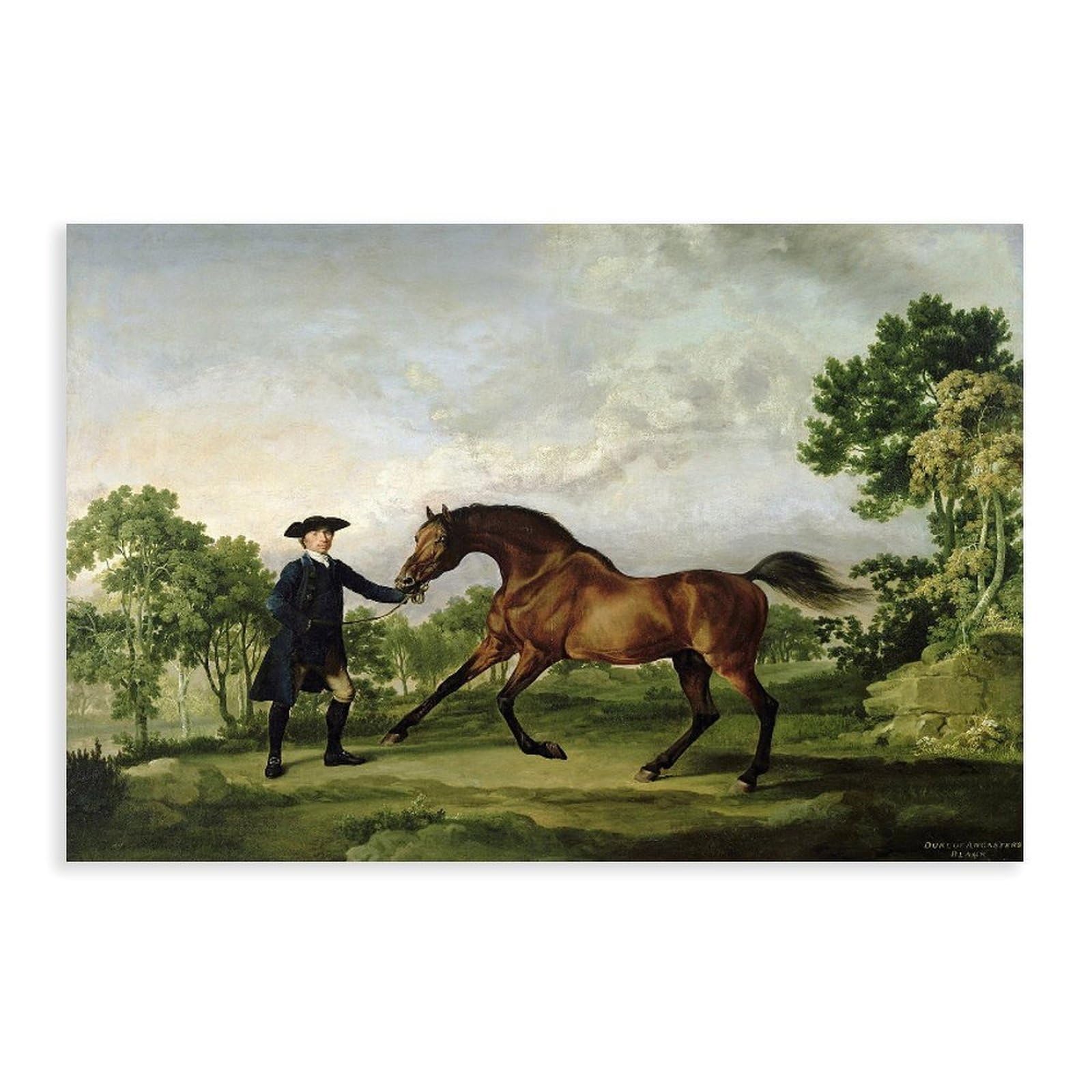 DFJyjFGJJ George Stubbs,The Duke Of Ancasters Bay Stallion Blank, Held By A Groom Poster Print for Teen Boys Room Wall Art Canvas Painting 24" L X 36" W