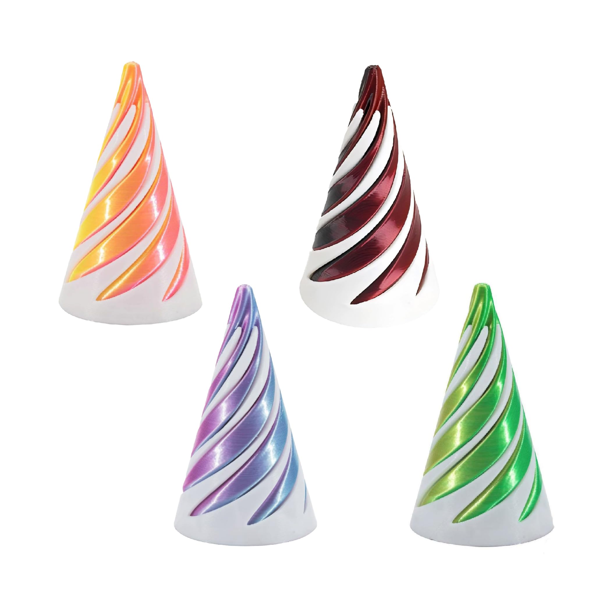 4Pcs Spiral Cone Fidget Toy,3D Printed Fidget Toy,Impossible Cone,Anxiety Stress Relief Toy,3D-Printed Pass Through Pyramid Fidget Toys,Mini Twisty Cones for Office Home Desk Decor Souvenir Gift,White