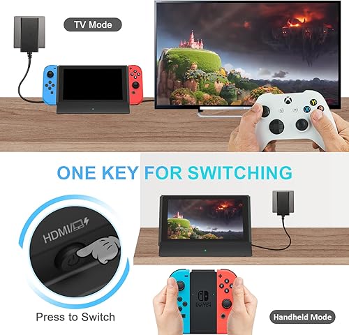 Miniatura 2 de Estación de acoplamiento de TV para interruptor, reemplazo para juego de muelle oficial. Soporta salida HDMI 4K con adaptador de corriente de 15