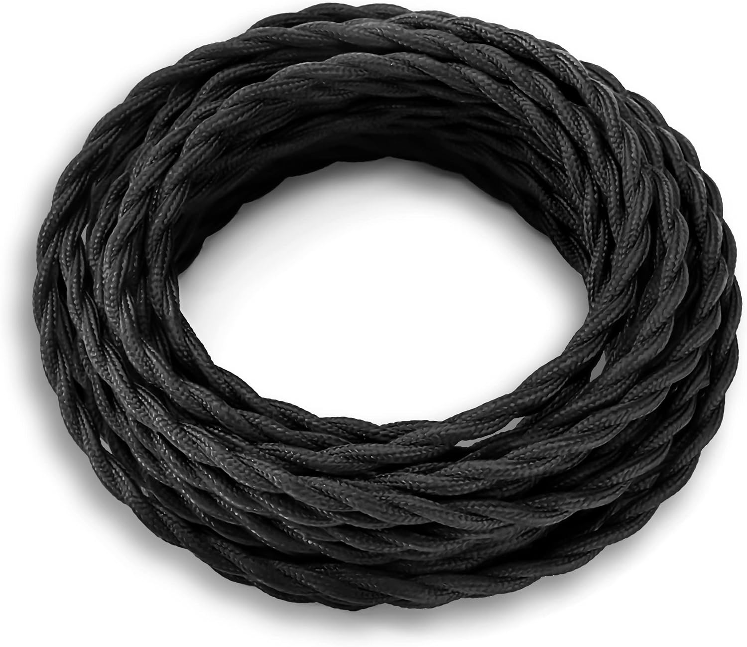 28ft Electrical Cord Twisted Cloth Covered Wire, FadimiKoo Vintage Black 18/2 Cotton Covered Electrical Wire, Fabric Covered Lamp Cord for Antique Bulb, Pendant Light, DIY Projects, UL Listed