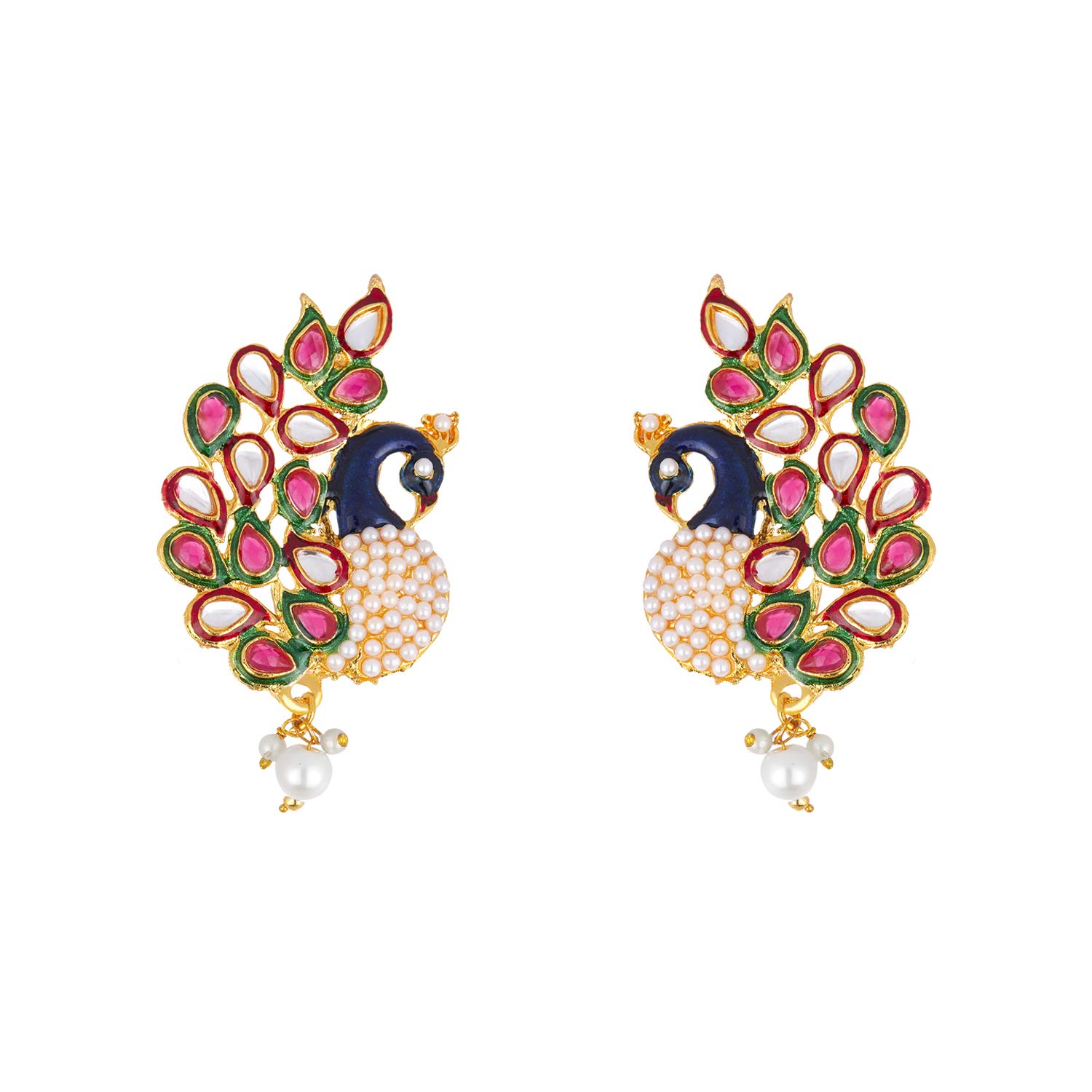 Zeneme Earring Gold Plated Glorious Pearl & Kundan Meenakari Peacock Dangle Earring Wedding Jewellery For Girl And Women (B01N9T0R9F) Amazon Price History, Amazon Price Tracker