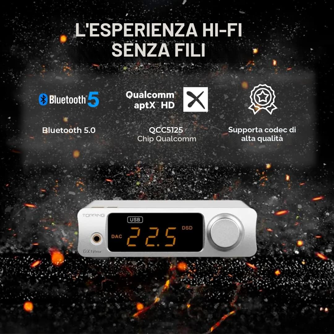 Topping DX3 Pro+ Amplificatore per cuffie Bluetooth Nero