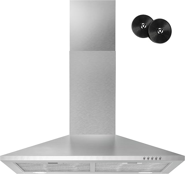 FIREGAS Range Hood 30 inch, Wall Mount Range Hood with LED Lights, 3-Speed Exhaust Fan, Ducted/Ductless Convertible, Aluminum Mesh Filters, Button Controls, Stainless Steel Kitchen Vent Hood