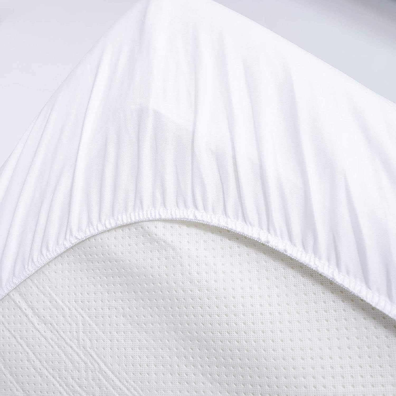 Split Head Mattress Protector for Adjustable or Half Split Beds, 100% Waterproof Terry Cotton - Fitted Sheet Style Flex Top Mattress Cover - 18" Deep Pocket (Split Head Queen-32)
