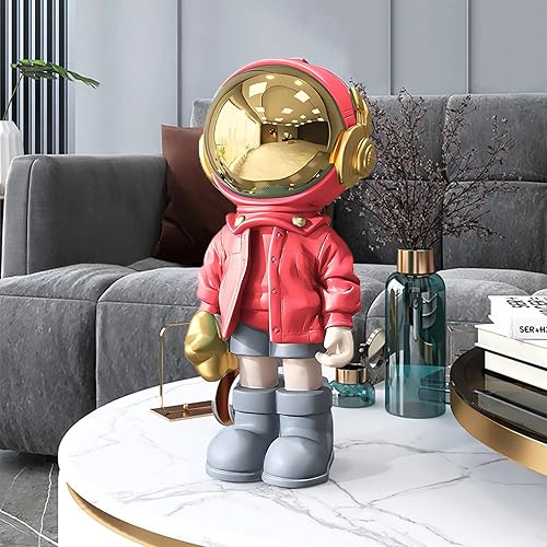 Miniatura 3 de Estatuas de astronauta, escultura de astronauta, arte moderno, figura roja brillante, decoración de habitación para hombres, hogar y manualidades,