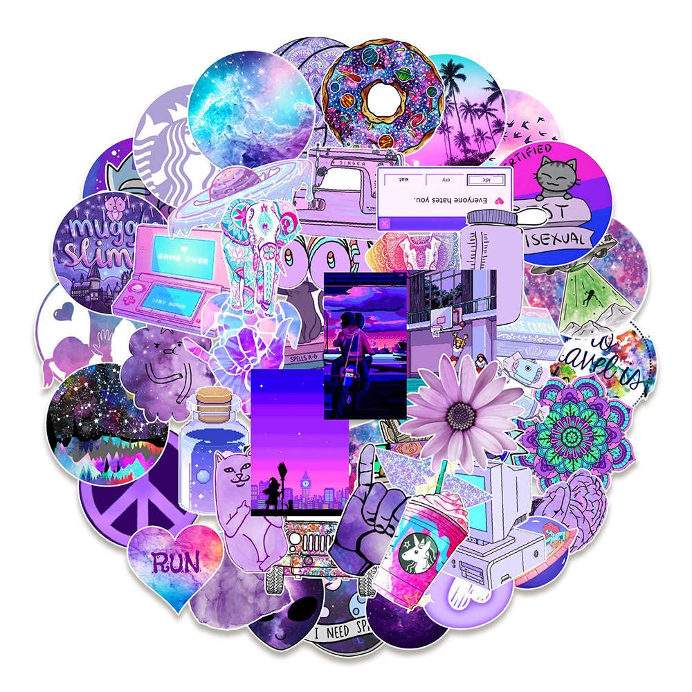 YellowCult™ Cool Psychedelic Theme Stickers, Music Festival, Colors & Peace Related Vinyl Stickers Pack for Art, Laptop, MacBook, Car, Guitar [50 Random No-Duplicate Waterproof Stickers - PSY Purple] (B09KHFHH6J) Amazon Price History, Amazon Price Tracker
