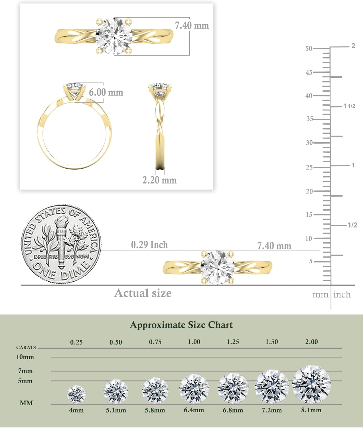 IGI Certified 1.50 Carat Round Lab Grown White Diamond Solitaire Intertwined Strands Engagement Ring for Women in 14K Solid Gold
