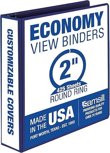 Vista 225 de Samsill (MP128587) - Carpeta de 3 anillos redondos de 3 pulgadas, fabricada en los EE. UU., con cubierta transparente personalizable para insertos