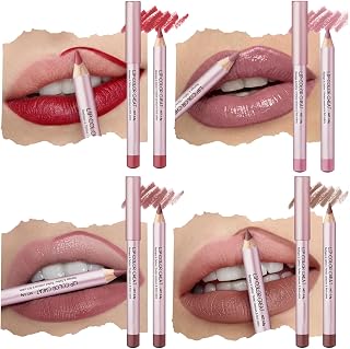4 Colors Matte Lip Liner Set, Waterproof Lipstick Liner Slim, High Pigmented Creamy Lipliners Pencil, Smooth Application Creamy Matte Velvet Makeup Pen for Full Lips Look