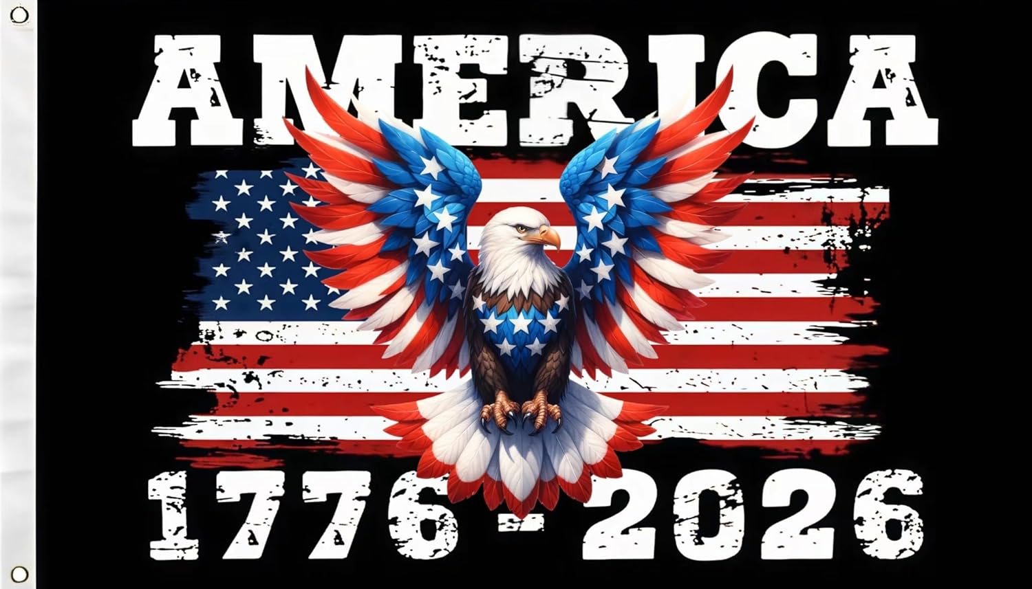 250th Birthday Flag 5X8Ft,Double Sided 3PLY, USA 250 Years 1776 2026 Flags, Men Women Banner,Vibrant Colors, Double Stitched with 2 Brass Grommets, Bar Garden Street Decoration, GYM, Office Decor,Indoor Outdoor Use,Gifts. (Black+Eagle, 5x8ft)