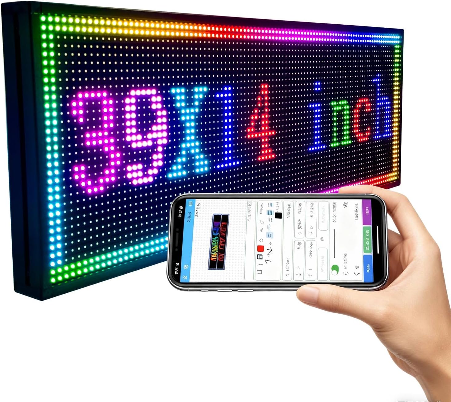 Programmable Led Sign With Full Color Display - Energy Saving and Waterproof Led Message Board for Schools, Shops, and Businesses, Supports wifi Connection,39"x14"