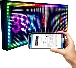 P10 Programmable LED Sign 39x14 Inch, Full Color WiFi Scrolling Message Board for Business Storefront, Indoor Outdoor Digital Display for Shops, Restaurants, Offices