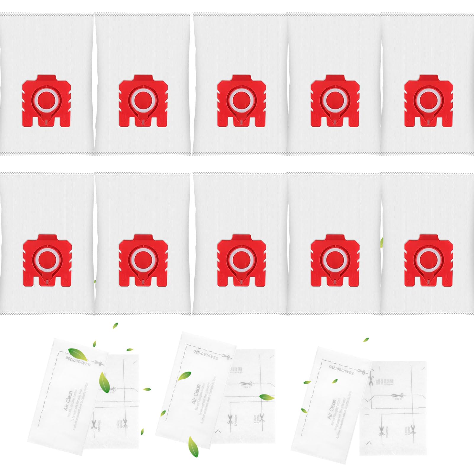 10 Pack FJM Vacuum Bags Compatible with Miele Hoover Bags Classic C1 Compact C1,Compact C2,S241,S290,S300i,S500,S700,S4,S6,S4000,S6000 Series,3D Airclean Cat and Dog Hoover Bag