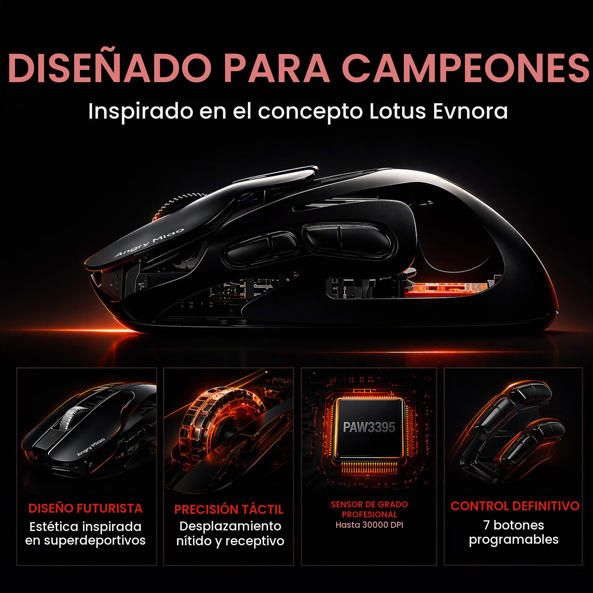 Amazon.com: AM Infinity - Mouse inalámbrico para juegos ultra