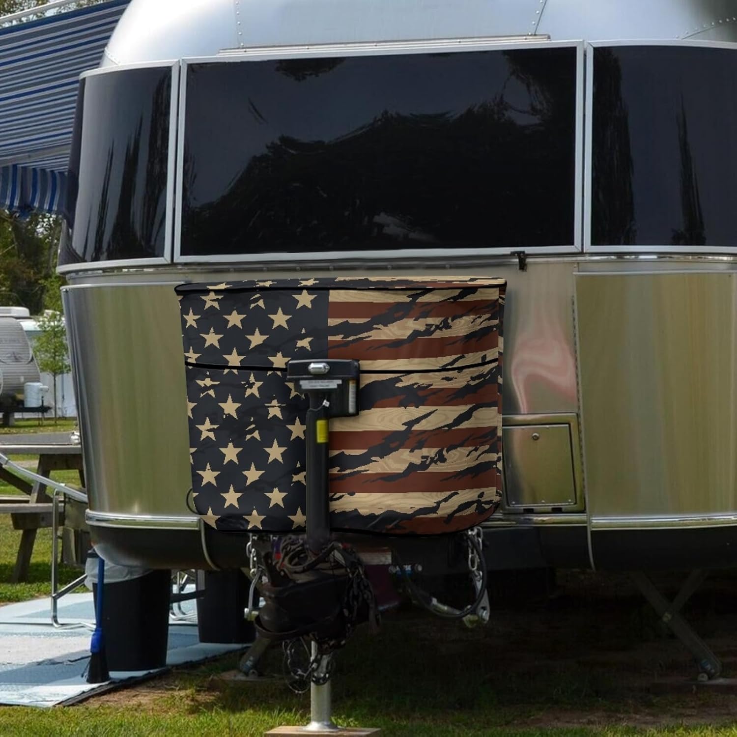 Retro American Flag Print RV Propane Tank Cover,Camper Gas Cylinder Cover,Fits 30LB Dual Propane Tanks for RV/Trailer/Camper Accessories