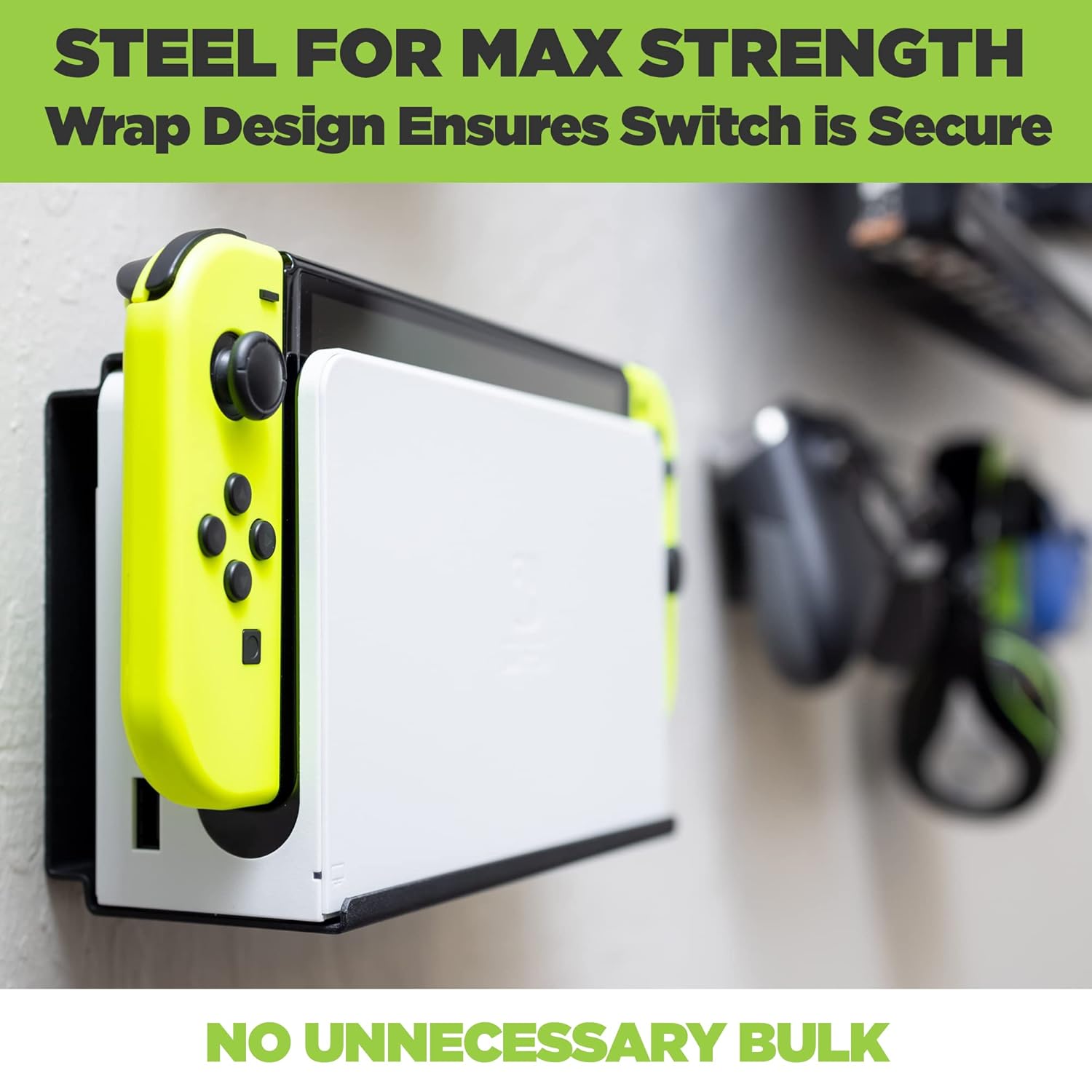 HIDEit Mounts Switch Nintendo Switch Wall Mount, Black Steel Mount for Nintendo Switch and Nintendo Switch OLED, Safely Store Your Switch Console : Video Games