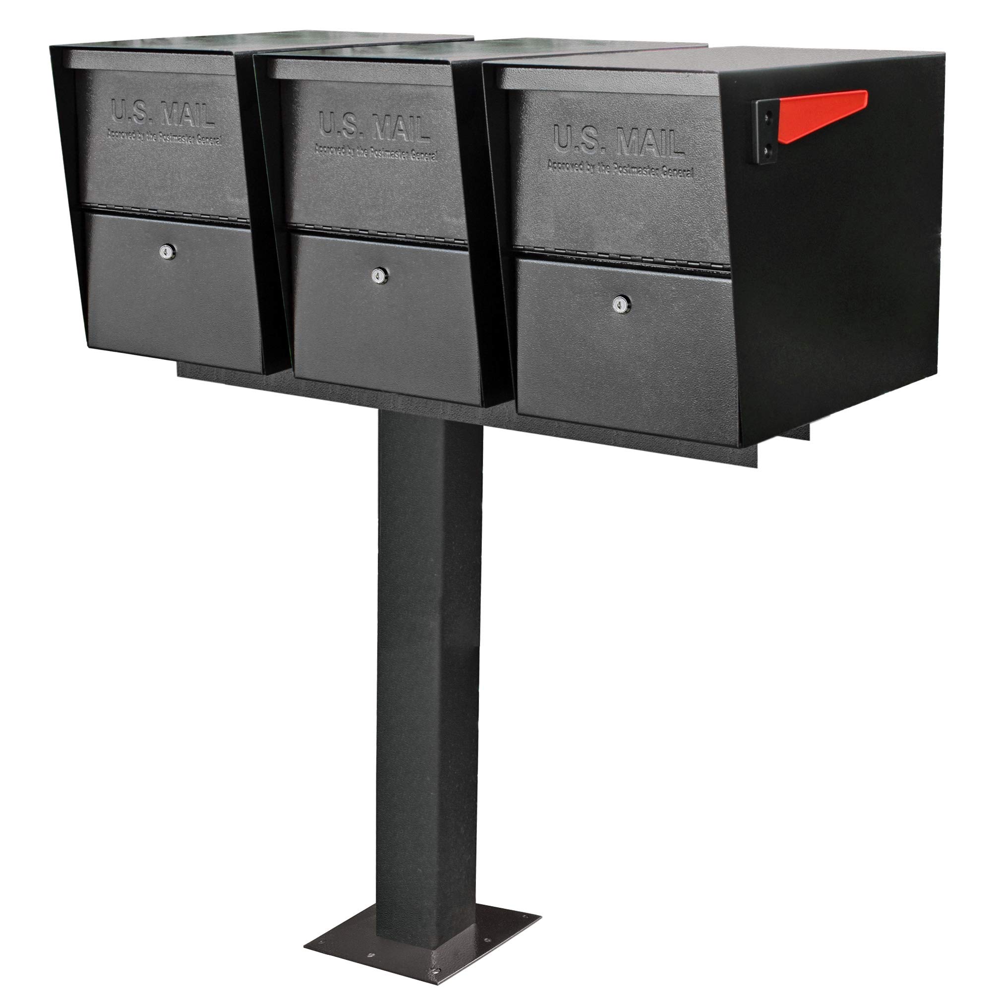 mail boss 7140 box spreader bar for three-mailbox applications, 3, black