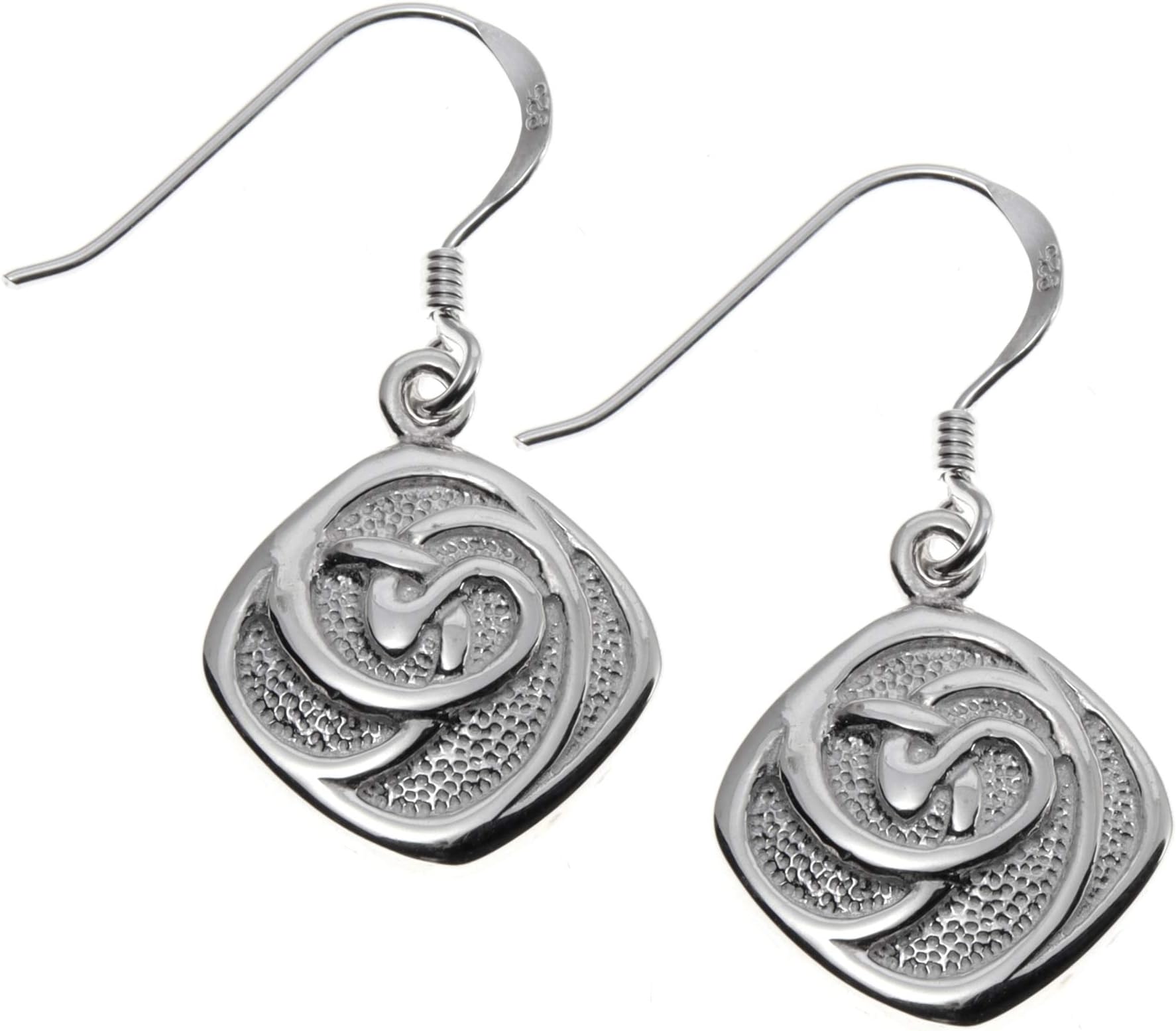 Charles Rennie Mackintosh Rose 925 Sterling Silver Earrings for Women - Drop Earrings with Jewellery Gift Box - 15mm x 15mm