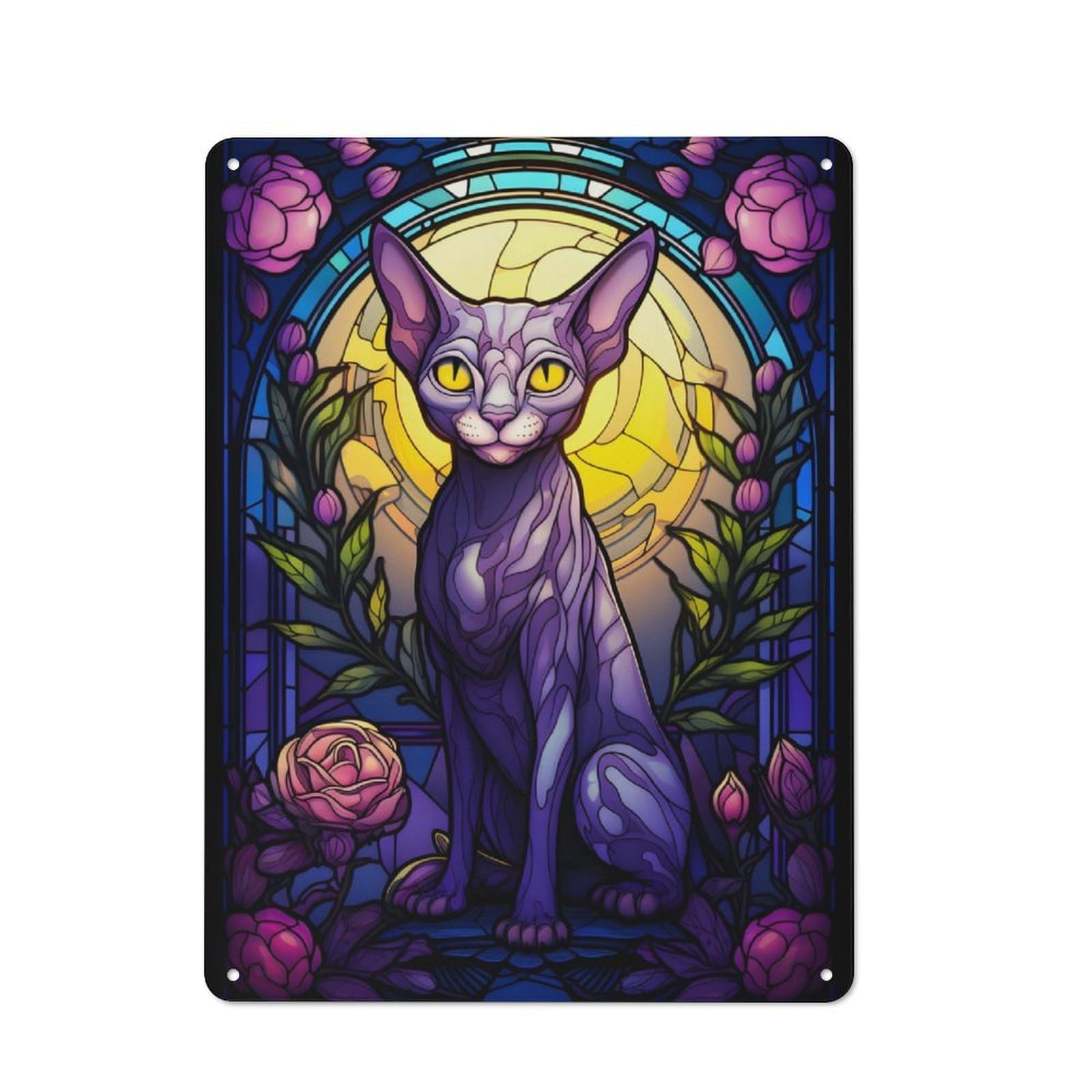 Junmoney Sphynx Cat Abstract Tin Sign 40X30cm With For Garage Wall, Retro-Style Decor, For Vintage Wall Decor Fans, For Metal Sign Collectors