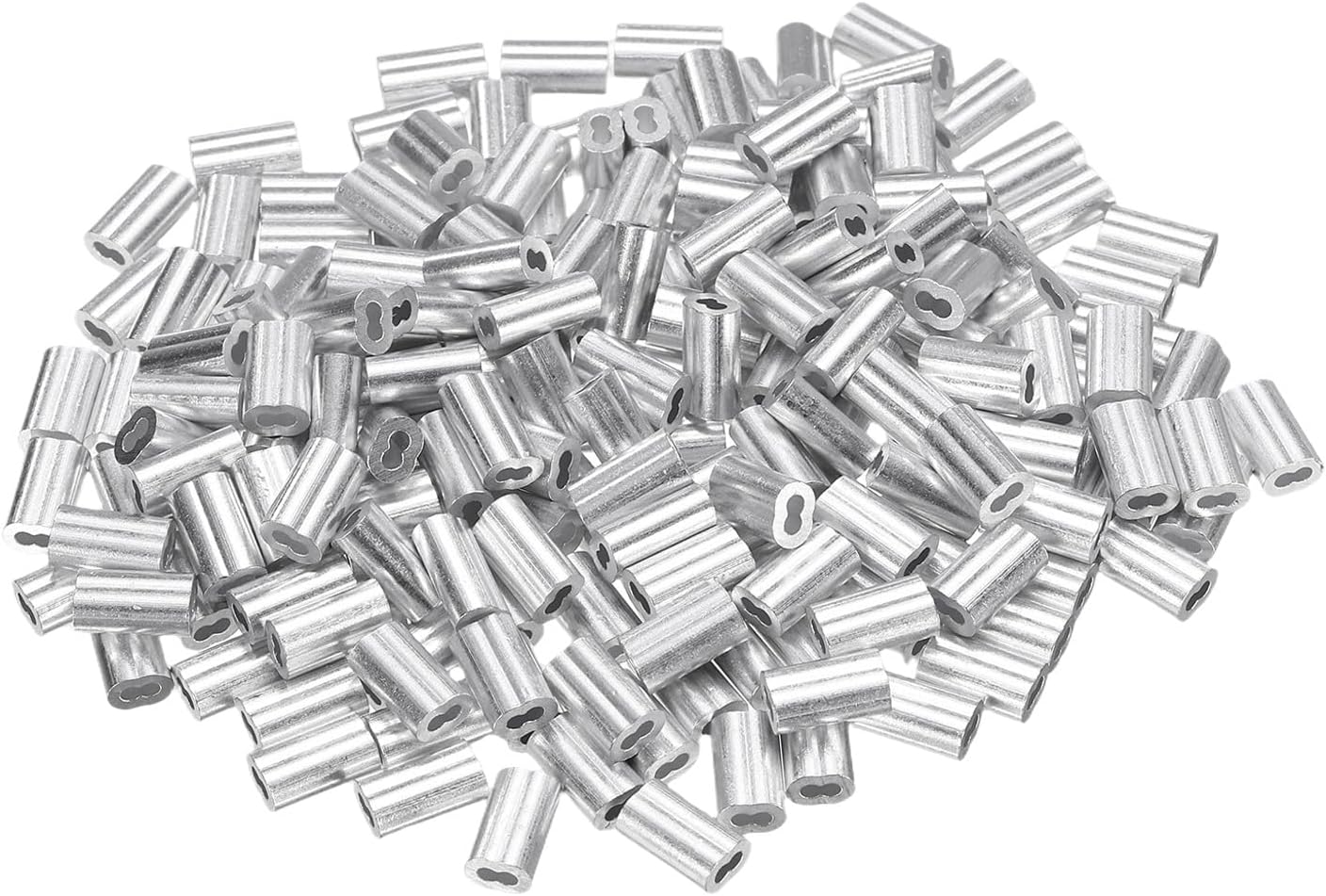 uxcell 200Pcs Aluminum Crimping Loop Sleeve for 5/32" Diameter Wire Rope, Double Ferrule Aluminum Wire Rope Sleeve for Cable Line End