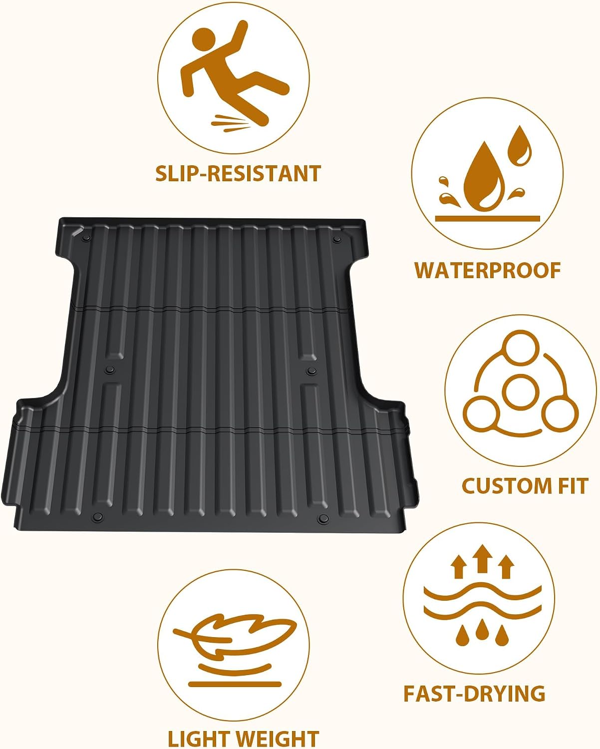 Truck Bed Mat for 1999-2016 F250 F350 F450 Super Duty 6.75 FT Bed, All Weather TPE Heavy Duty Pickup Super Duty Bed Tray Liner Cargo Mats
