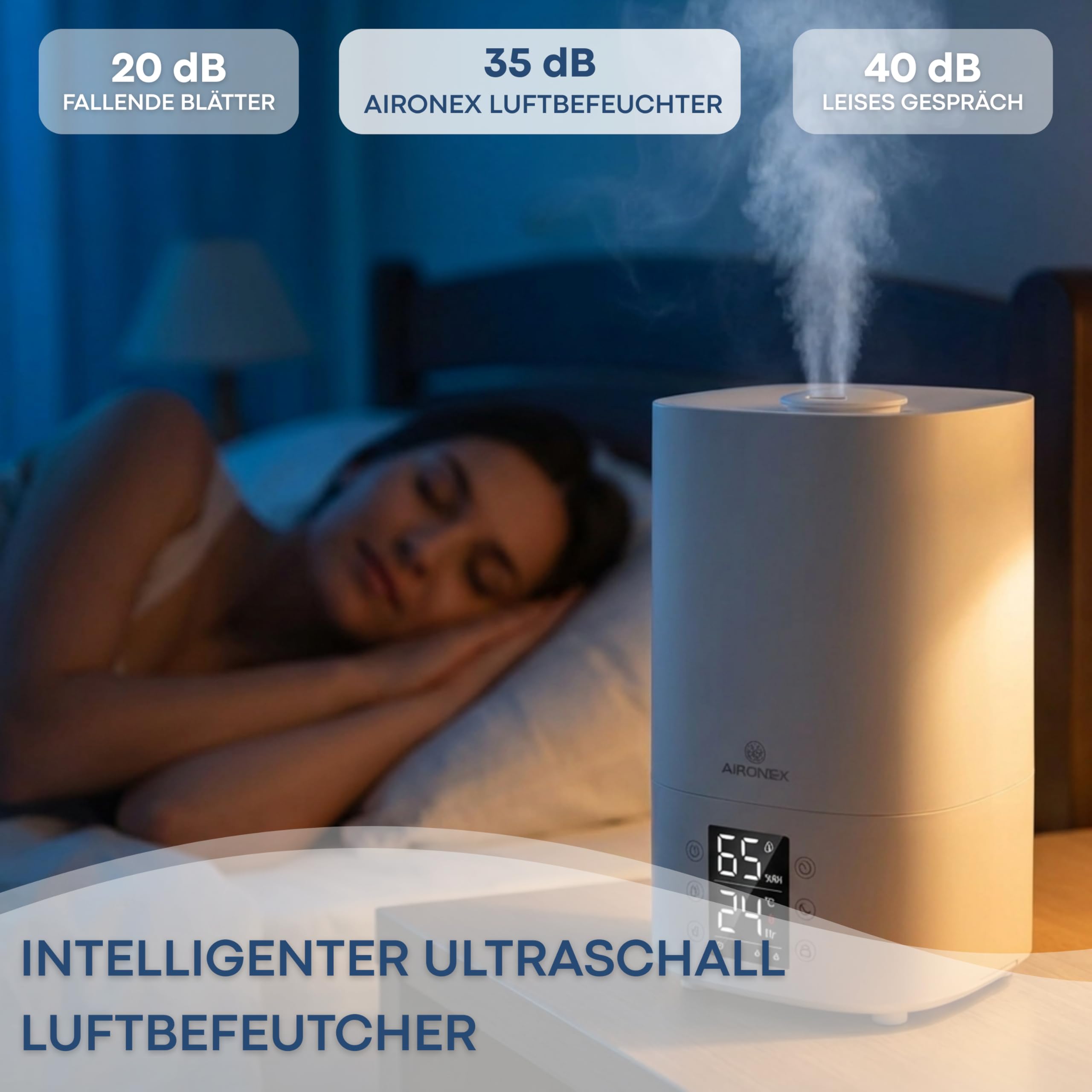 Humidificador de 3,8 litros - Topfill - Aroma - Humidifier - Adecuado para sala de estar, oficina, habitación de bebé, dormitorio