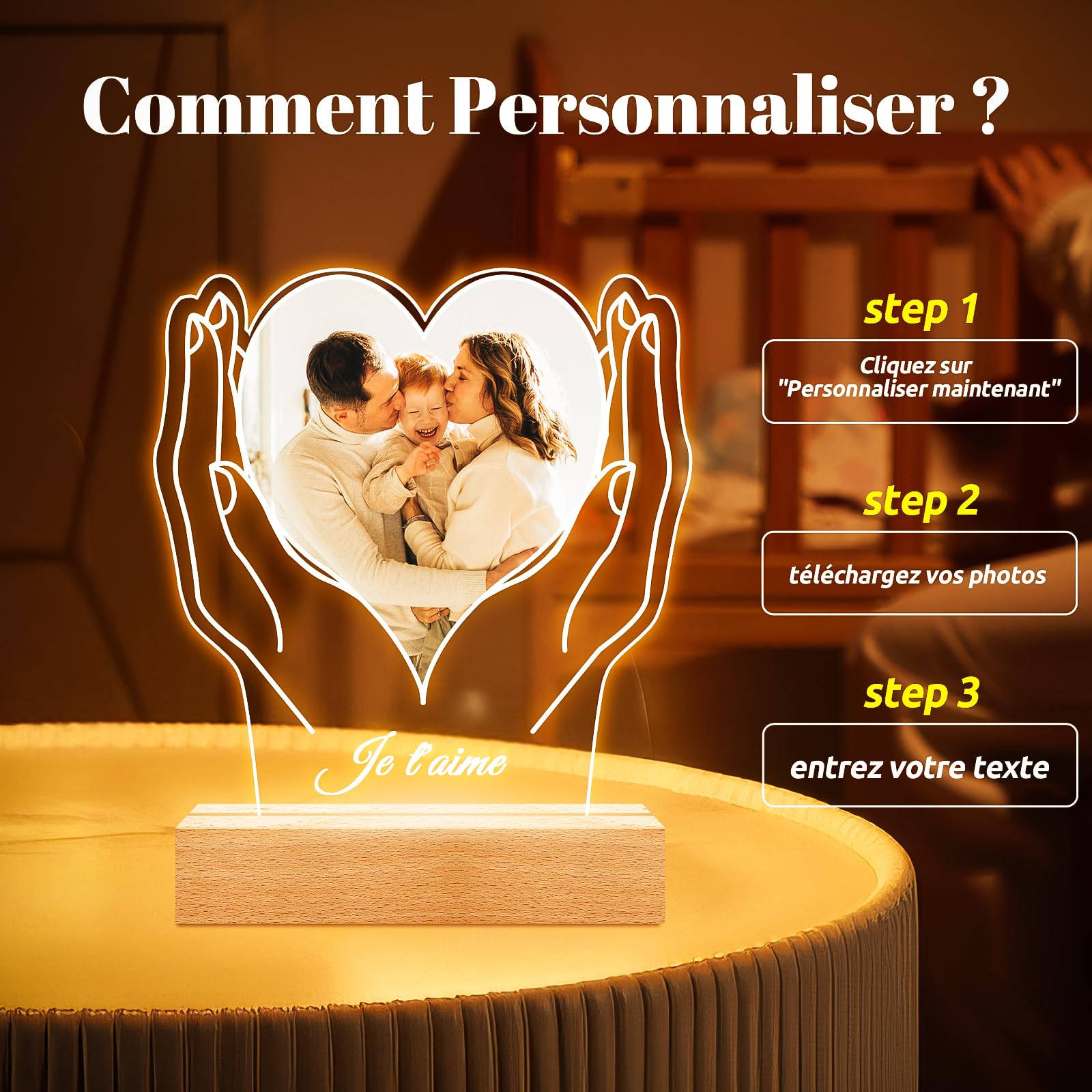 Cadre Photo Personnalisé Avec Texte - Plaque Métallique Imprimée Sur Aluminium | Idée Cadeau Originale