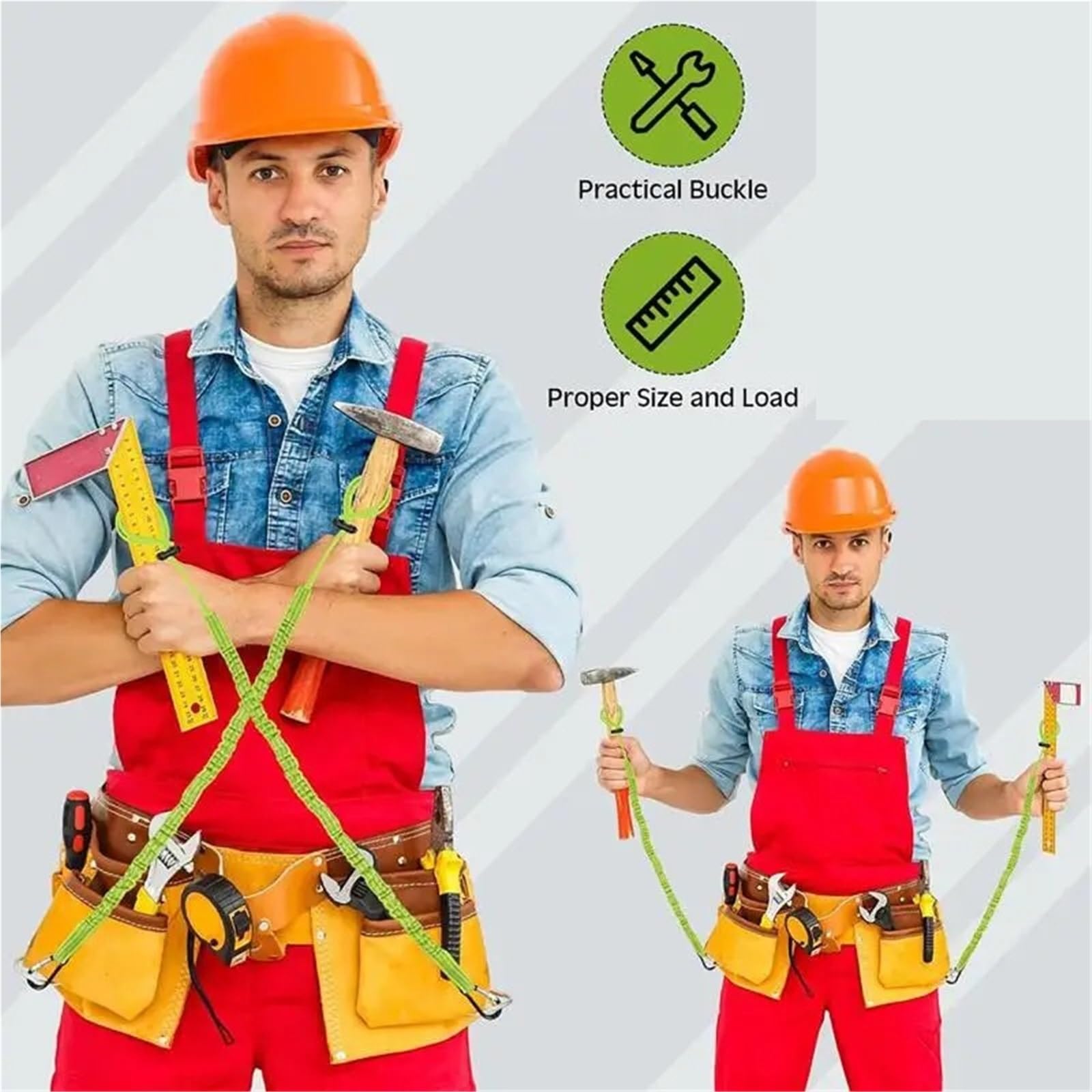6PCS Sicurezza Bungee Tether Cordino for attrezzi con moschettone Gancio Arrampicata Lavoro Anti-Caduta Corda di sicurezza aereo Accessori for arrampicata Per Attrezzi(Yellow)