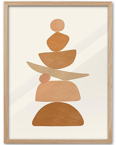KensTro Natural OAK Wood Beige Boho Christian Framed Wall Art,