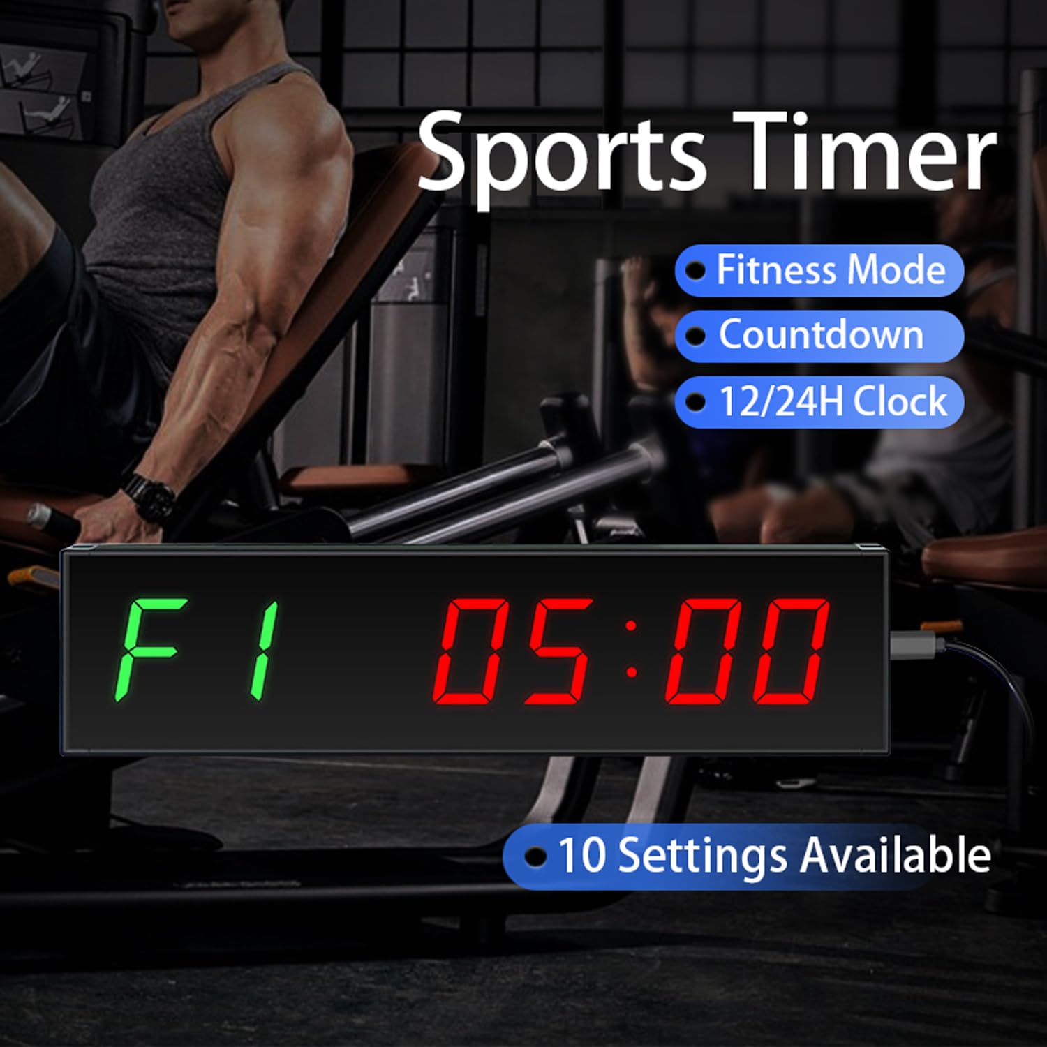 Reloj despertador digital de pared de 12 pulgadas para entrenamiento de intervalos con cronómetro de cuenta regresiva/arriba, temporizador de intervalo de gimnasio, control remoto Tabata EMOM para