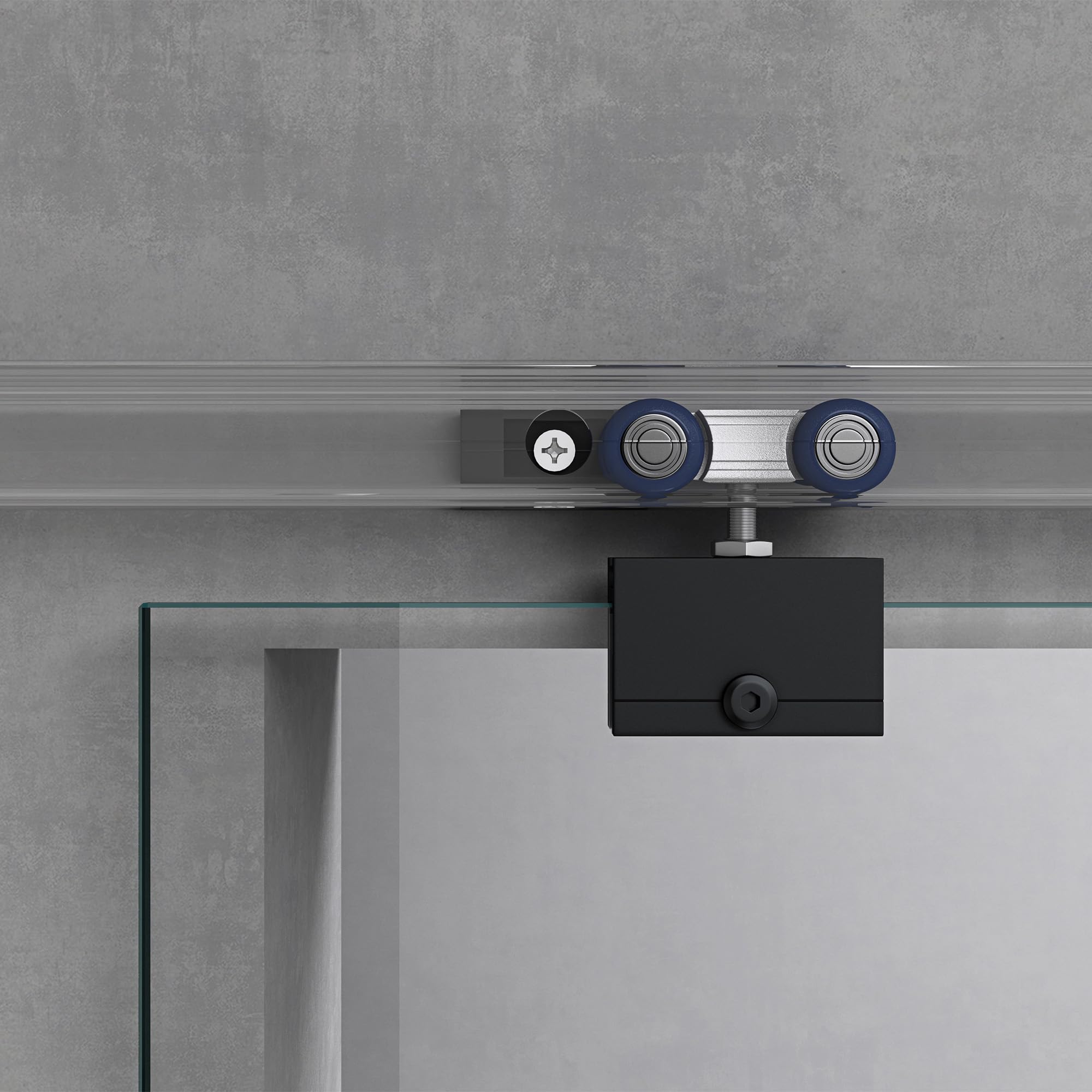 Mai & Mai Glasschiebetür komplettset softclose Schwarz Klarglas