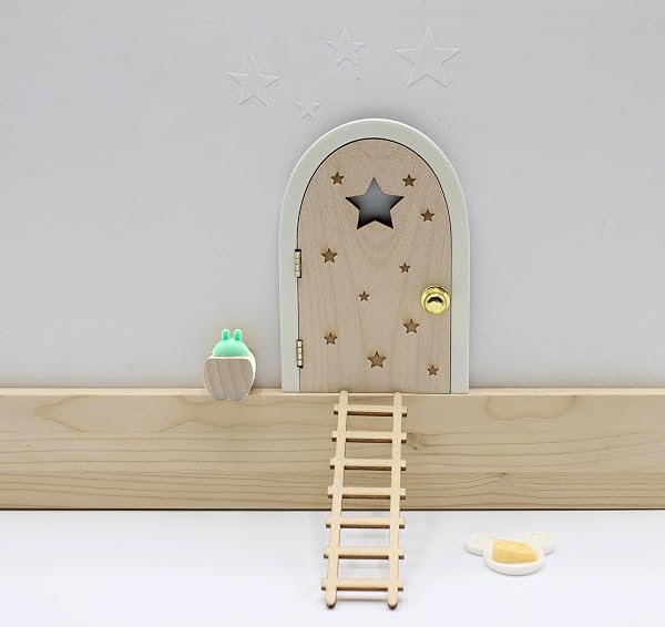 Qué Kawaii® ORIGINAL Kit ratoncito Pérez MÁGICO. Puerta NATURAL de ABETO QUE ABRE Y BRILLA EN LA OSCURIDAD!!!.. + caja guarda dientes de haya+complentos+certificados. GRATIS CUENTO + DIARIO - 4