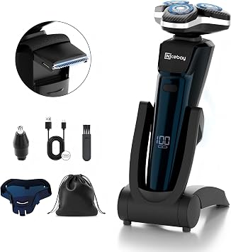 NICEBAY Electric Shaver, Electric Razor for Men,Nose Trimmer, Wet/Dry Shaver LED Display/Travel Lock/Type C/Ipx7/Charging Stand
