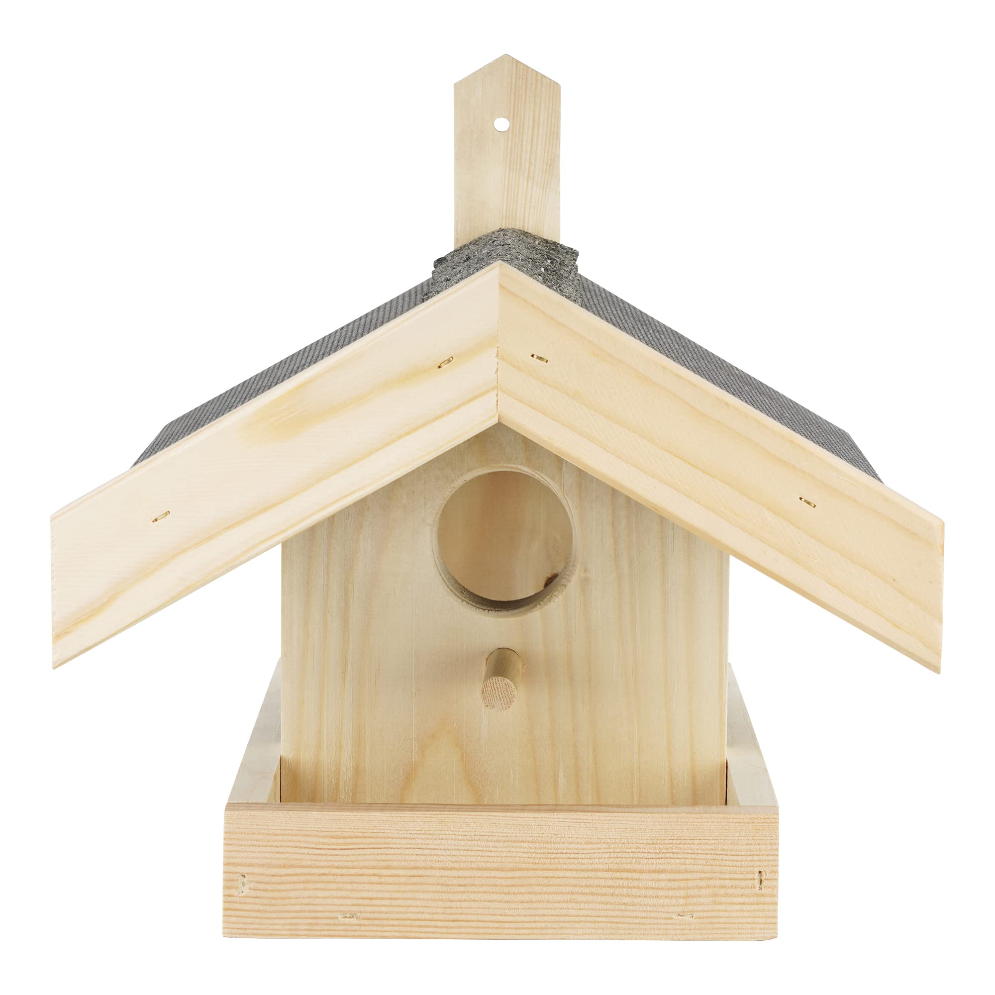 Vogelhaus für Vogelfutter mit Veranda für den Garten – „Made in Germany“ mit positivem sozialen Beitrag