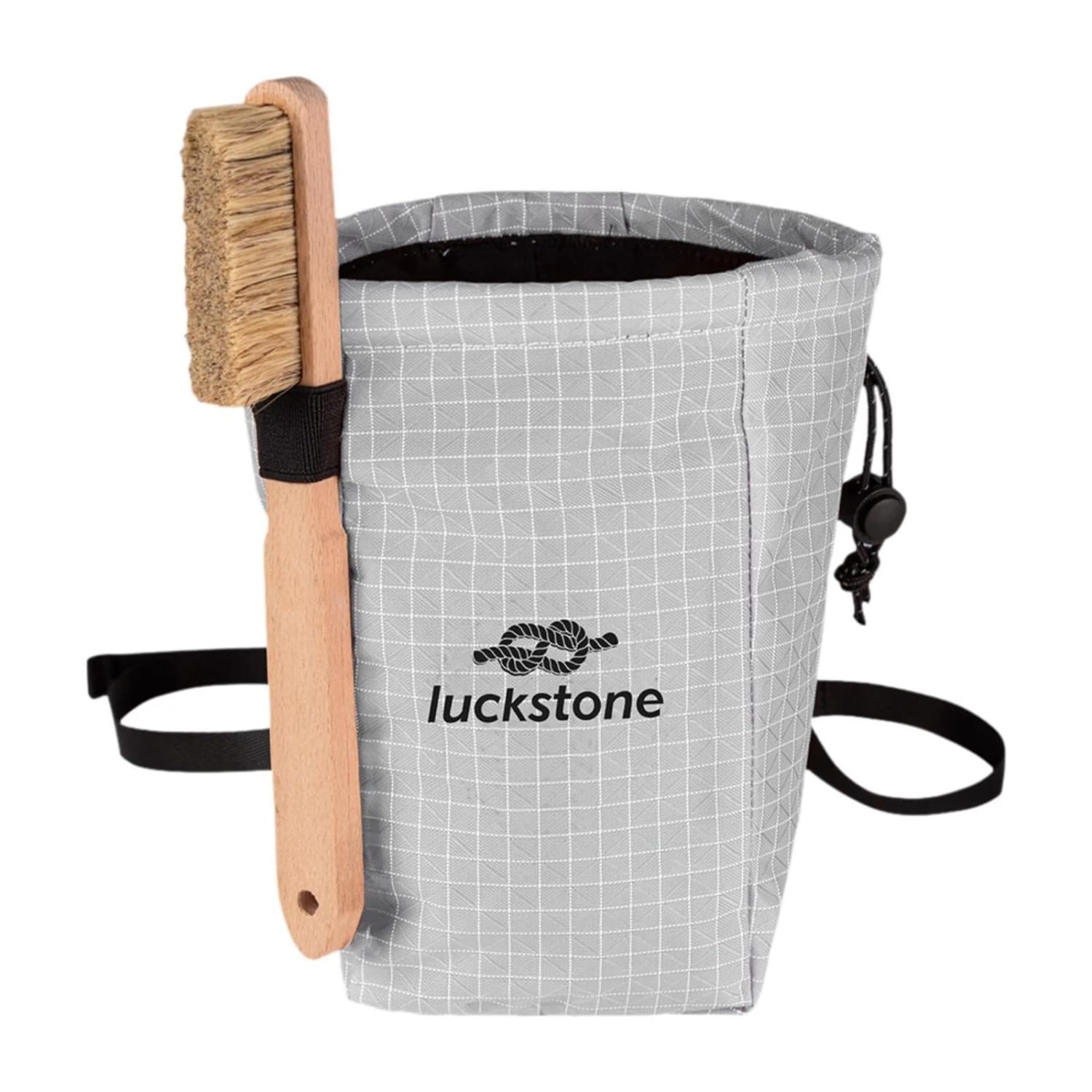 Rock Climbing Chalk Bag Bouldering Chalk Bag Bucket Gym Chalk Bag Multifunctional Gym Pouch Storage Bag with Brush and Adjustable Belt for Climbing, Cross Fit, Weight Lifting (Grey)