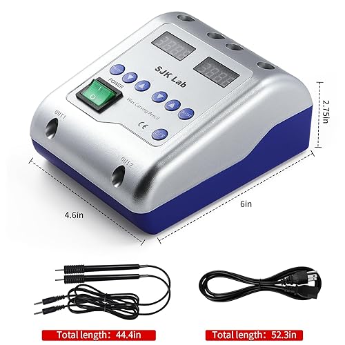 Miniatura 4 de Tallador de cera eléctrico dental con bolígrafos dobles y 6 puntas de cera, lápices de tallado con cera para dentista, instrumento de mano para