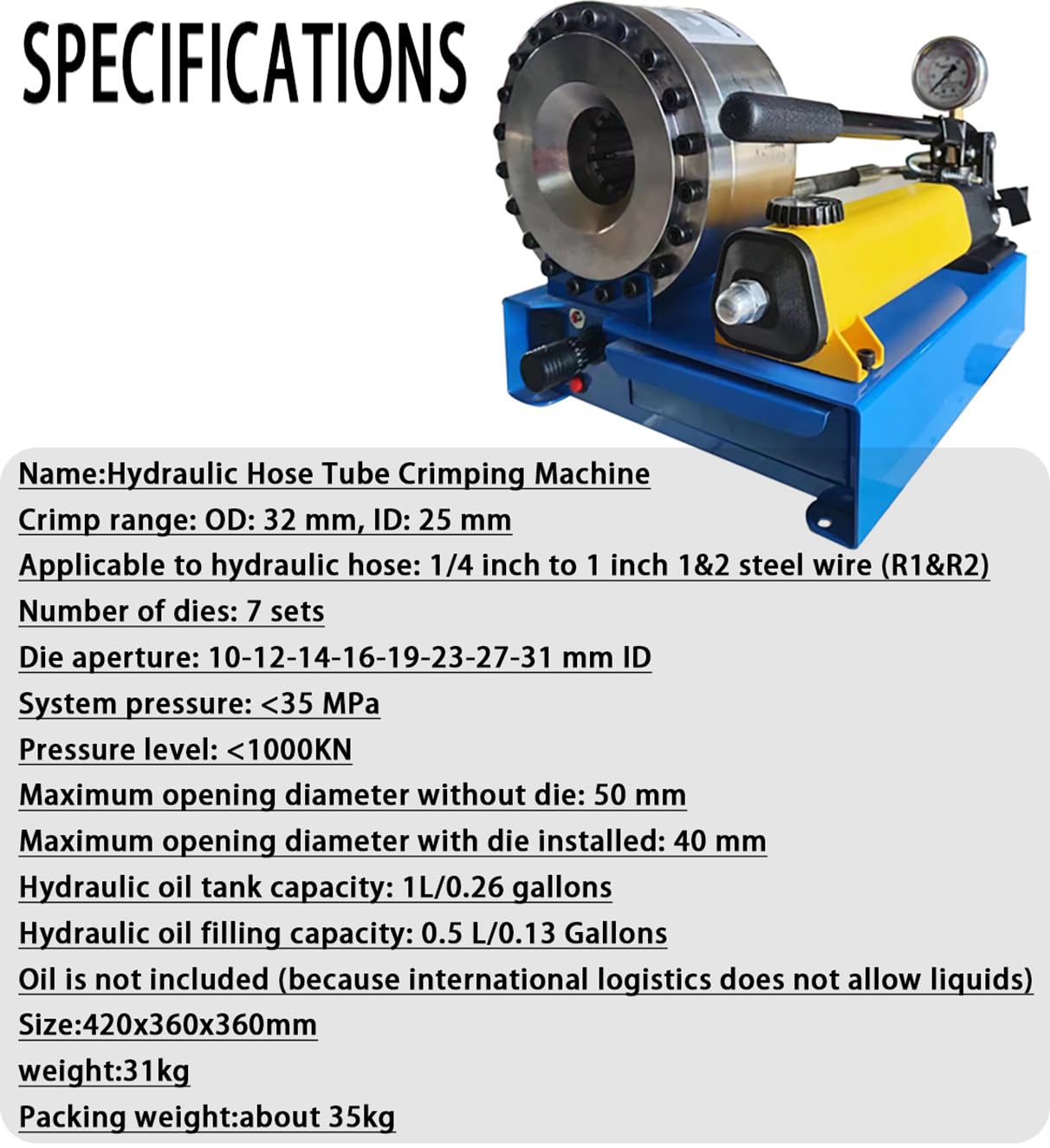 Tragbare Schlauchpresse, Schlauchpressmaschine, handgeführte hydraulische Schlauchpressmaschine für Hochdruck-Ölleitungen und Diesel-Niederdruckleitungen