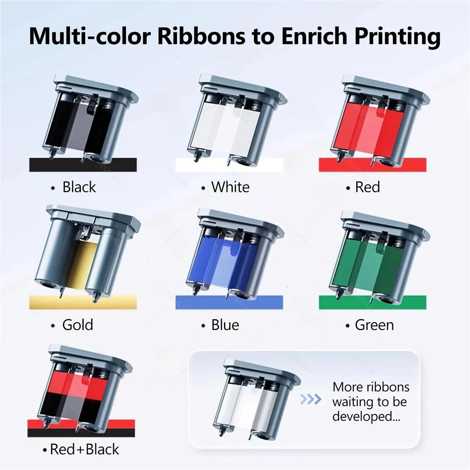 Kompatibel for Niimbot M2 Drucker | 6-farbiges Thermotransfer-Etikettenband (Schwarz/Weiß/Rot/Golden/Grün/Blau) – Langzeitlagerung(White Ribbon)