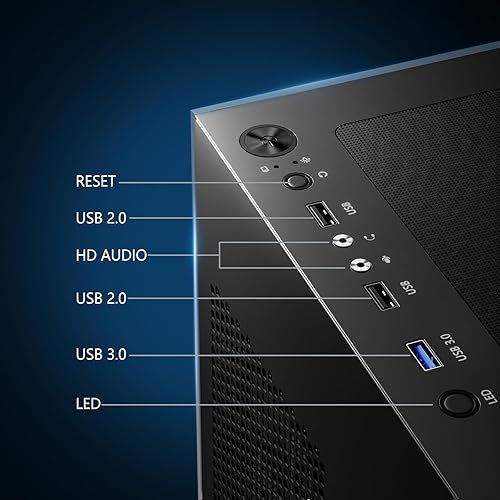 Miniatura 9 de SevenHero Carcasa para PC ATX, 5 ventiladores ARGB, puerto tipo C, panel de vidrio templado de visión completa de 270 grados, soporta radiador de